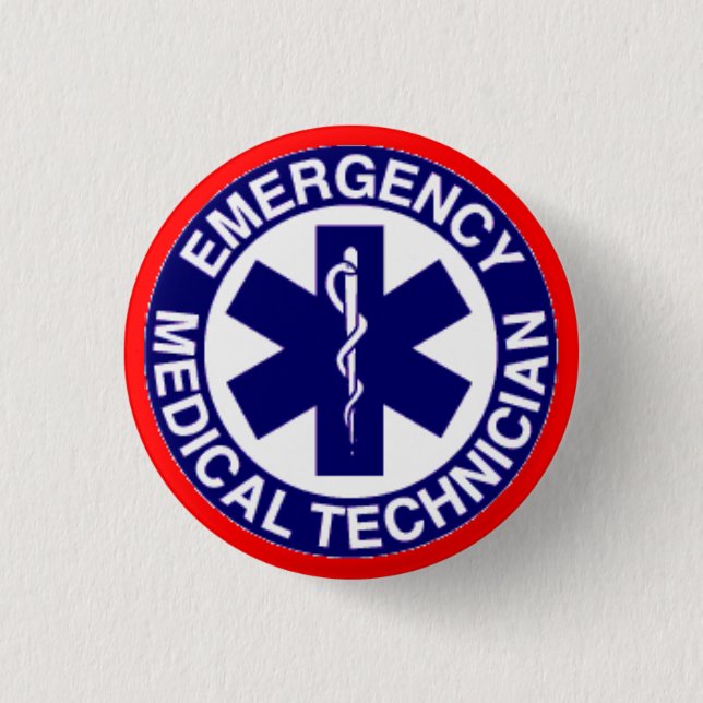 EMERGENCY MEDICAL TECHNICIANS EMT 3 CM ROUND BADGE (Front)