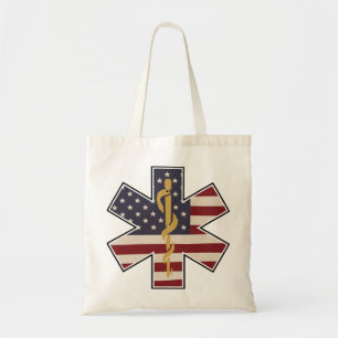 Emergency Medical Worker Tribute Usa Flag -EMS EMT Tote Bag