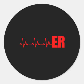 Emergency Medicine Emergency Room Nurse Er Hebeat Classic Round Sticker