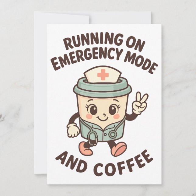 Emergency Mode Active – Fuelled by Coffee Invitation (Front)