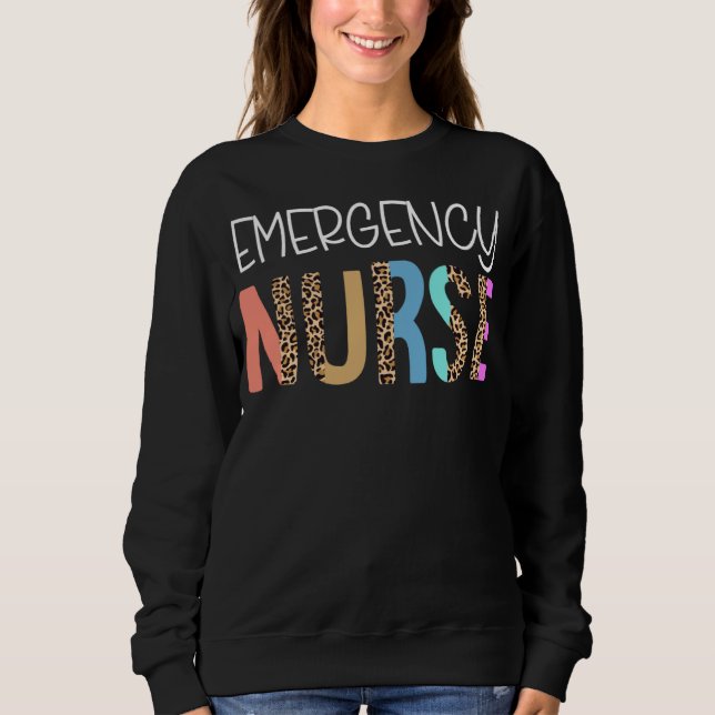 Emergency Nurse Bohemian Cheetah Leopard Print Pat Sweatshirt (Front)