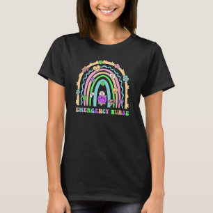 Emergency Nurse Groovy Retro Vintage Rainbow Cute T-Shirt