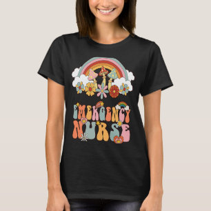 Emergency Nurse Groovy Retro Vintage Rainbow Cute  T-Shirt