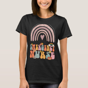 Emergency Nurse Groovy Retro Vintage Rainbow Cute T-Shirt