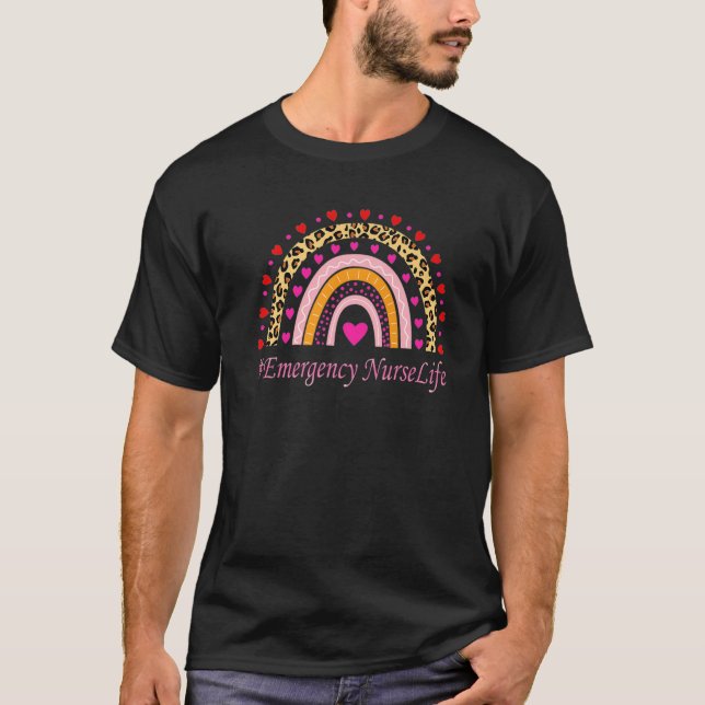 Emergency Nurse Leopard Rainbow NURSE's WEEK T-Shirt (Front)