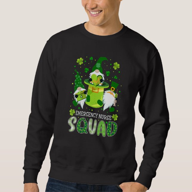 Emergency Nurse Squad Nursing St Patrick Day Gnome Sweatshirt (Front)