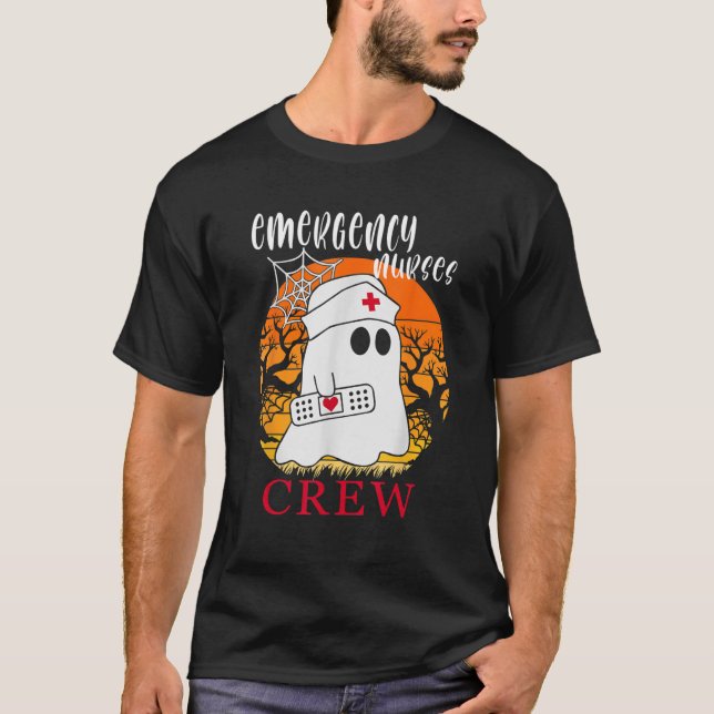 Emergency Nurses Crew Cute Ghost Halloween For Man T-Shirt (Front)