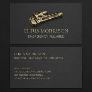 Emergency Plumber Wrench Professional Business Card