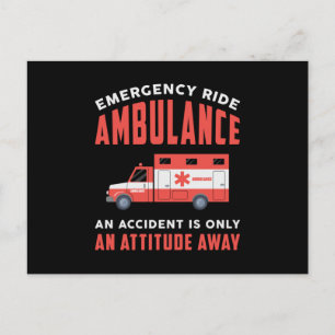 Emergency Ride Ambulance Paramedic Emergency Emt Postcard