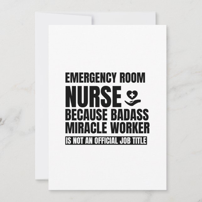 Emergency room nurse because badass miracle worker thank you card (Front)