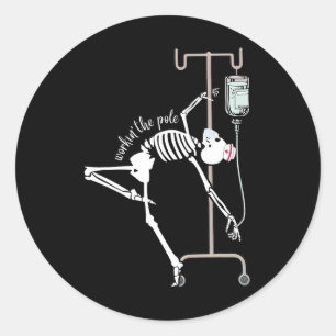 Emergency Room Nurse Rn Funny Icu Skeleton Nurse Classic Round Sticker