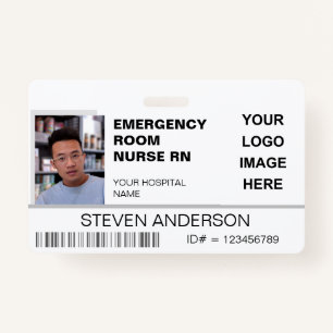 Emergency Room Nurse RN Photo ID Hospital Logo ID Badge