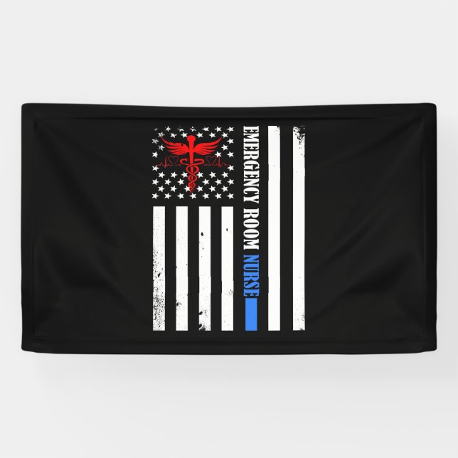 Emergency Room Nurse US Flag Banner (Horizontal)