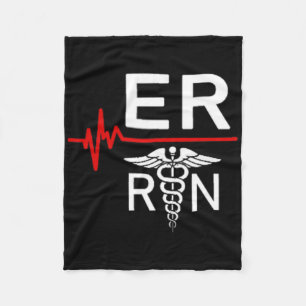 Emergency Room Registered Nurse Gift Er Heartbeat Fleece Blanket