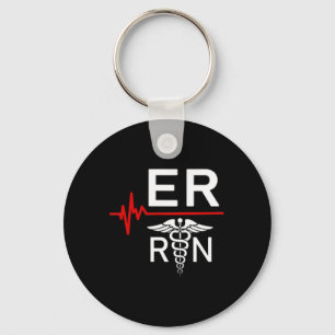 Emergency Room Registered Nurse Gift Er Heartbeat  Key Ring