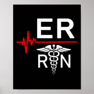 Emergency Room Registered Nurse Gift Er Heartbeat Poster