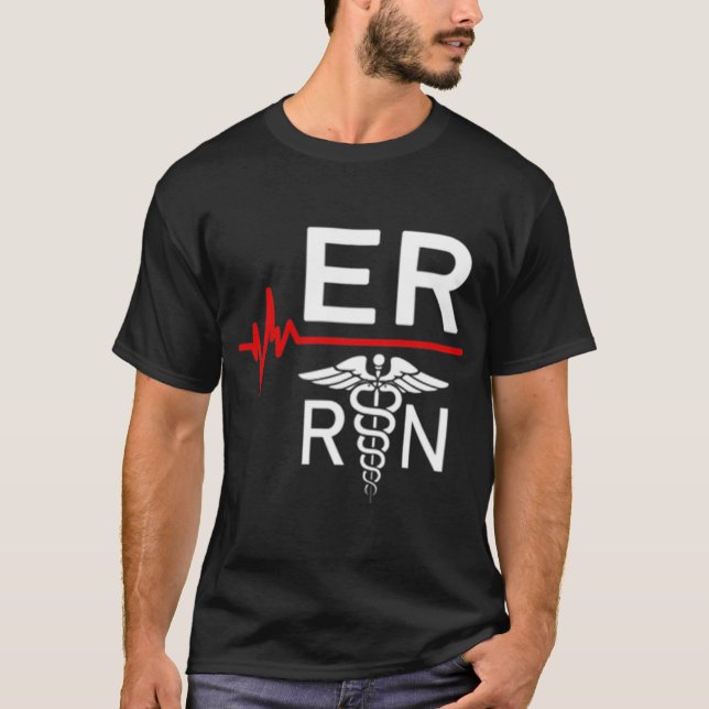 Emergency Room Registered Nurse Gift ER Heartbeat  T-Shirt (Front)