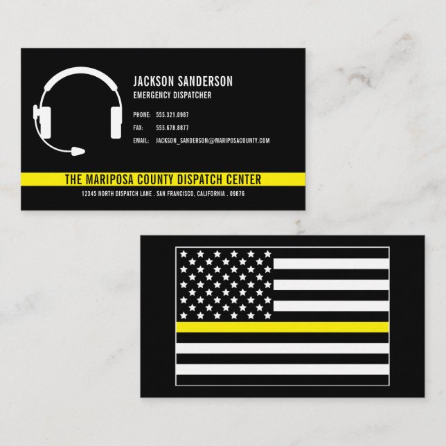 Emergency Services Dispatcher Telecommunicator Business Card (Front/Back)