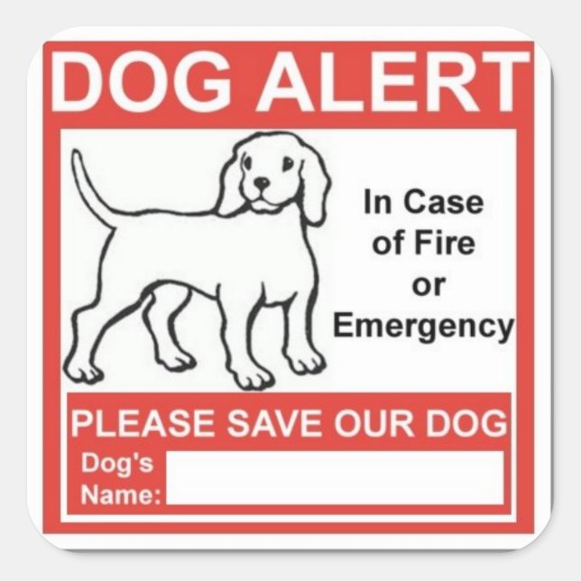 Emergency Services Dog Alert Square Sticker (Front)