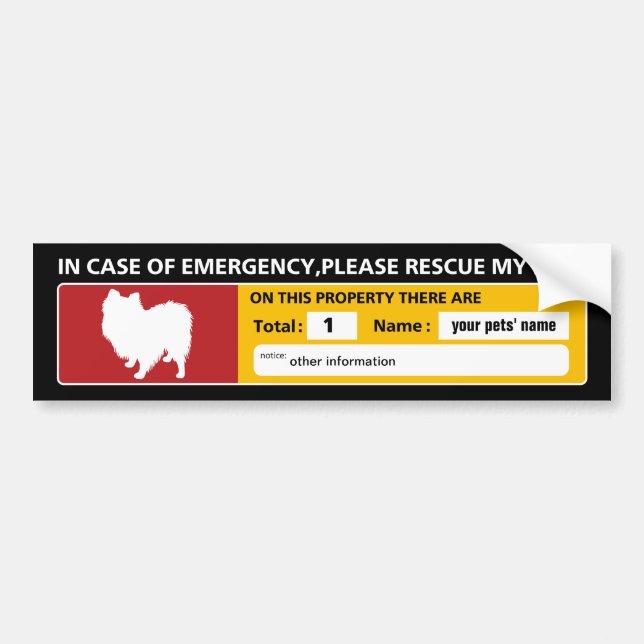 Emergency Sticker (pomeranian) (Front)
