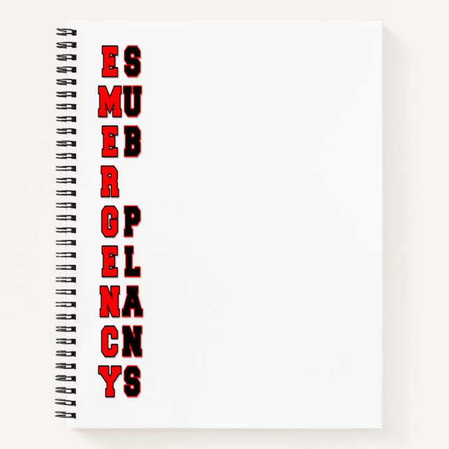 Emergency Sub Plans Notebook (Front)