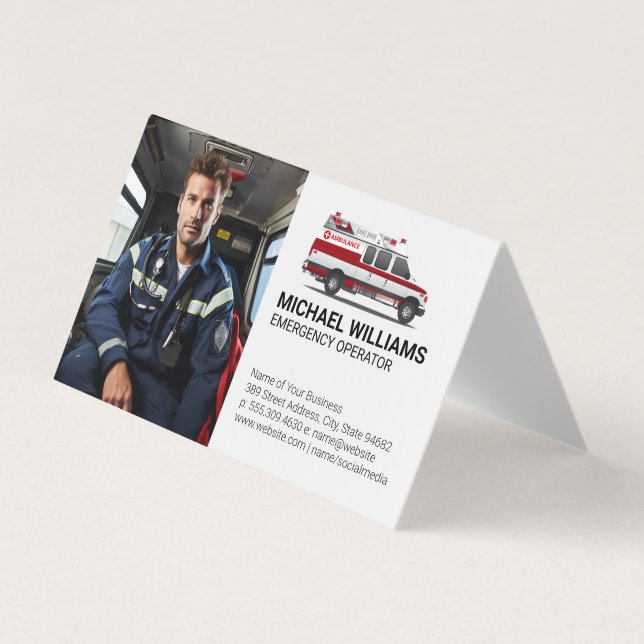 Emergency Vehicle | Paramedic Worker Business Card (Front)