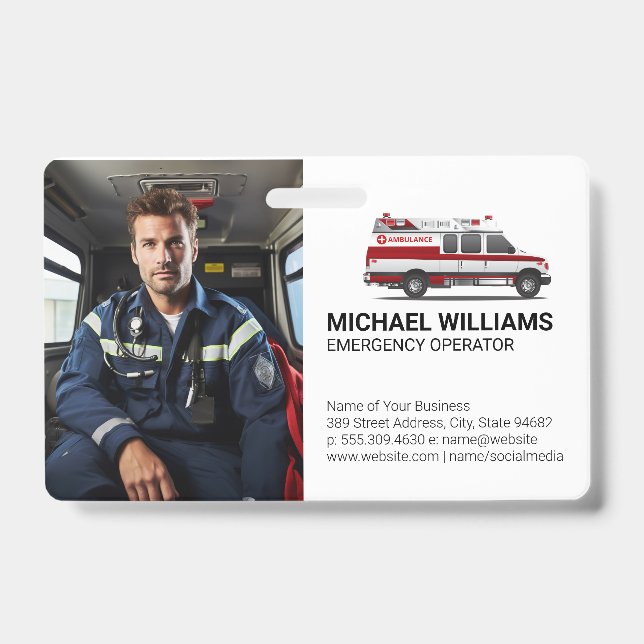Emergency Vehicle | Paramedic Worker ID Badge (Front)