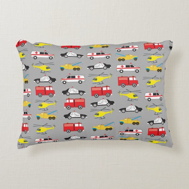 Emergency Vehicles Transportation Decorative Cushion (Front)