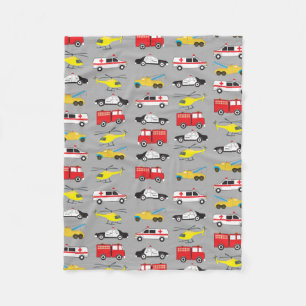 Emergency Vehicles Transportation Fleece Blanket