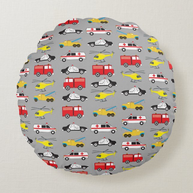 Emergency Vehicles Transportation Round Cushion (Front)