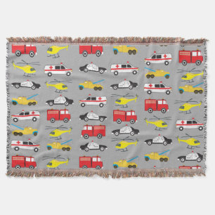 Emergency Vehicles Transportation Throw Blanket