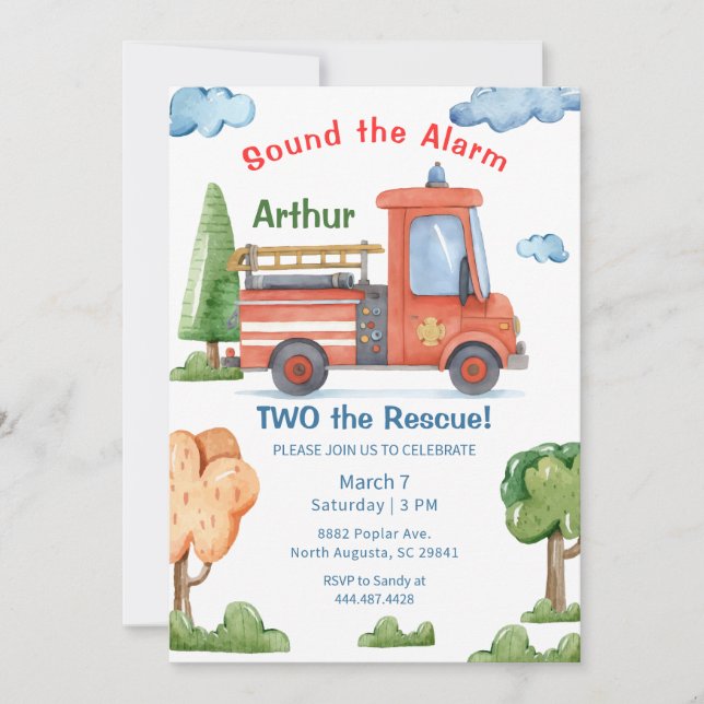 Emergency Vehicles Two The Rescue Any Age Birthday Invitation (Front)