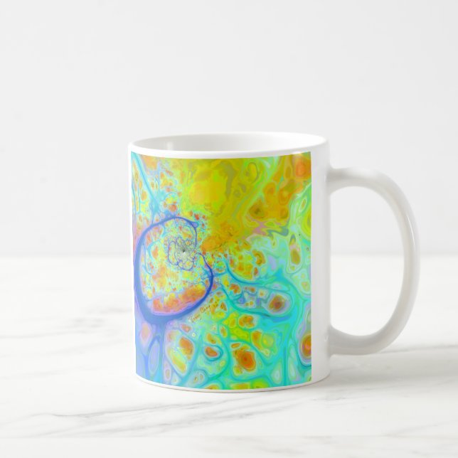 Emerging Galaxies – Teal & Lime Currents Coffee Mug (Right)