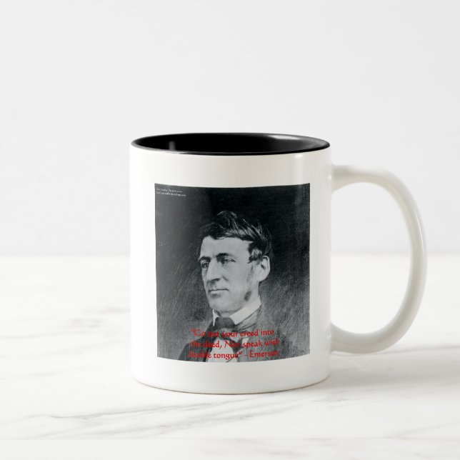 Emerson "Creed The Deed" Wisdom Quote Gifts Two-Tone Coffee Mug (Right)