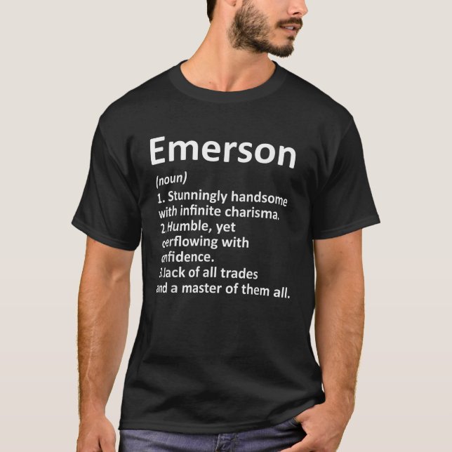 EMERSON Definition Personalised Name Funny Birthda T-Shirt (Front)