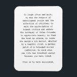 Emerson inspirational quote fridge magnet success<br><div class="desc">This quote,  attributed to Emerson,  has inspired many.  Post it on your fridge to remember the true meaning of success.</div>