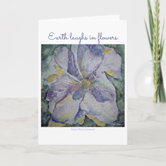 Emerson Quote Floral Watercolor Art Greeting Card (Front)