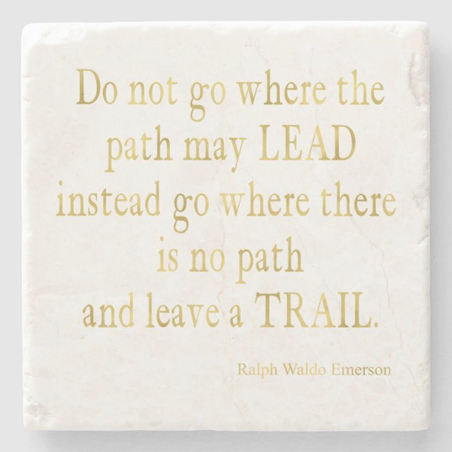 Emerson Quote Gold Faux Glitter Inspirational Stone Coaster (Front)