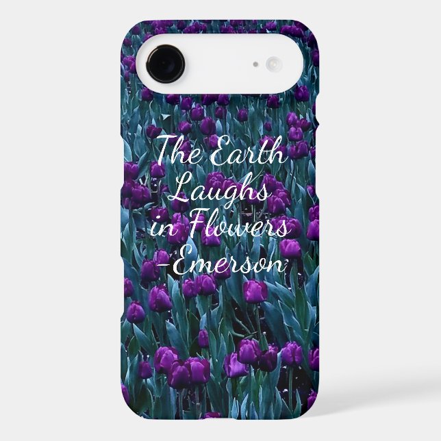 Emerson quote in purple tulip flower garden (Back)