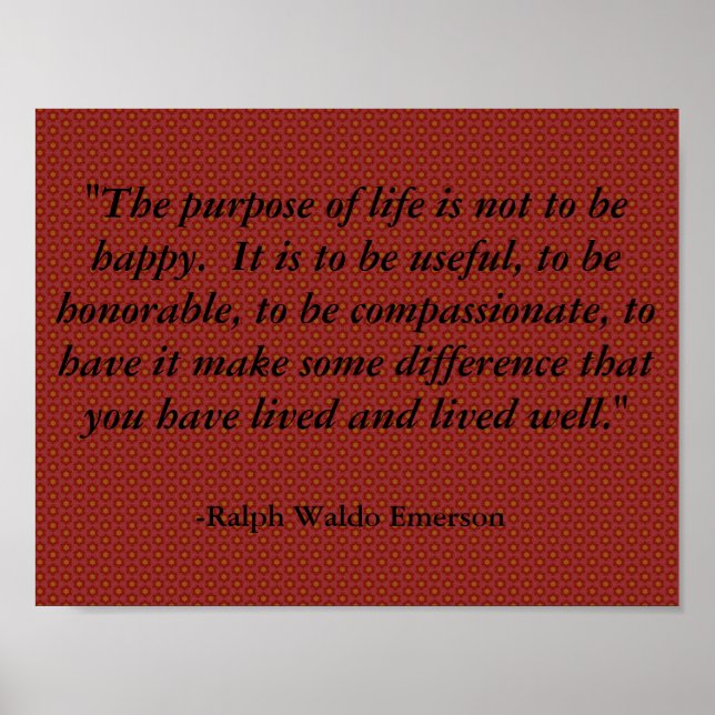 Emerson Quote on Life, Inspirational Poster (Front)