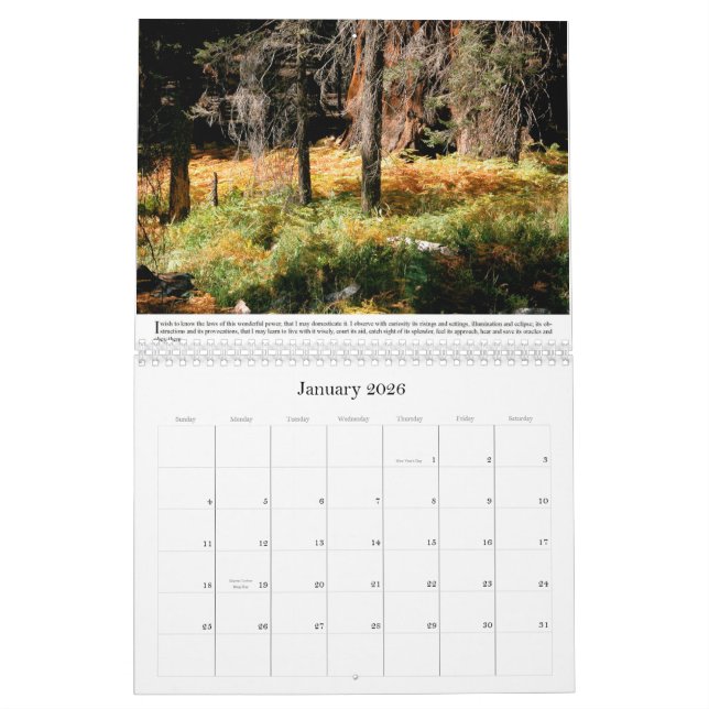 Emerson's Science of the Spriit Calendar (Jan 2026)