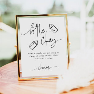 EMERY Bottle Chug Beer Baby Shower Game Poster