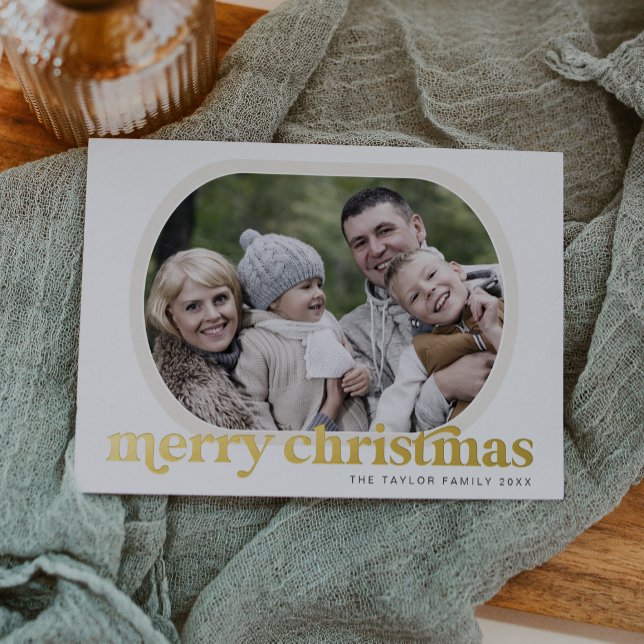 EMERY Gold Foil Photo Simple Merry Christmas Foil Holiday Card (EMERY Gold Foil Photo Simple Merry Christmas Foil Holiday Card)