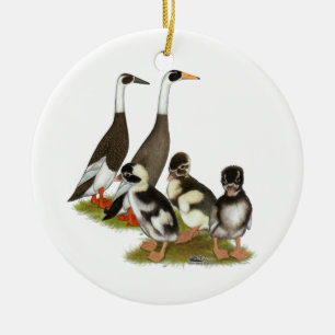 Emery Penciled Runner Duck Family Ceramic Ornament
