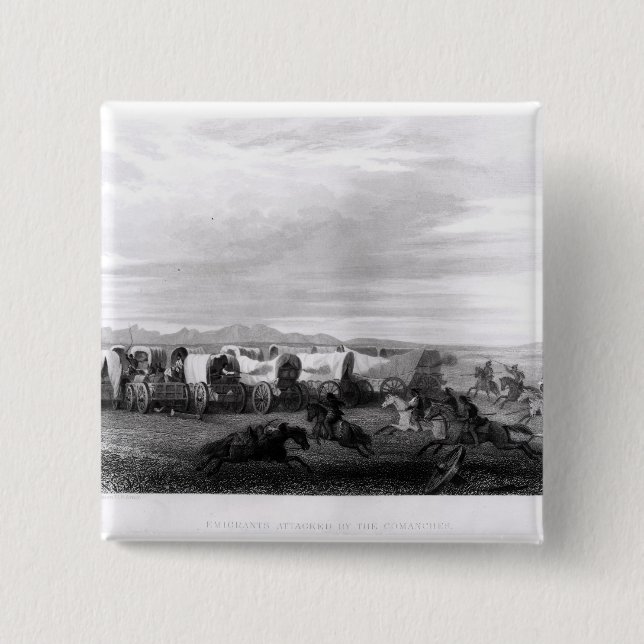 Emigrants attacked by the Comanches 15 Cm Square Badge (Front)