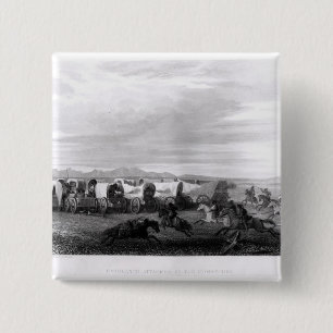 Emigrants attacked by the Comanches 15 Cm Square Badge