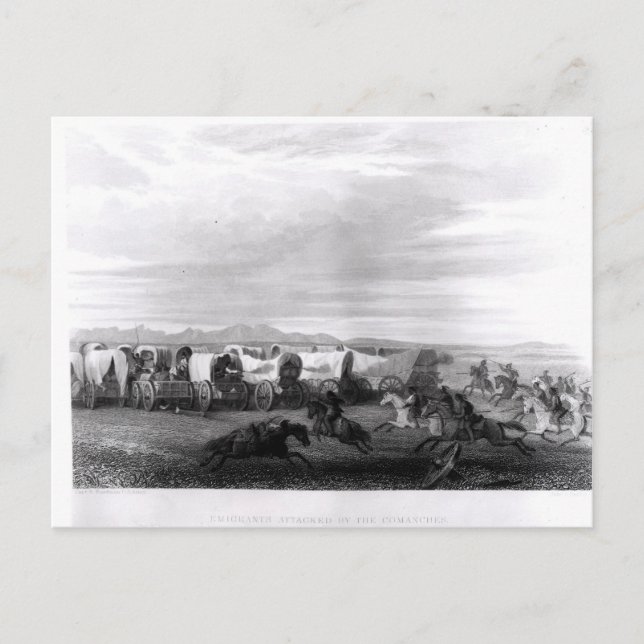 Emigrants attacked by the Comanches Postcard (Front)