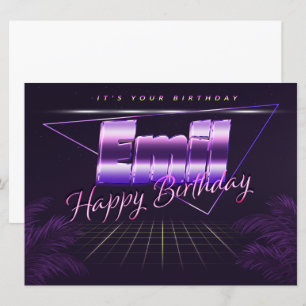 Emil Name Vorname lila retro Karte Geburtstag Card