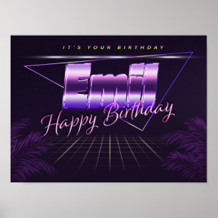Emil Name Vorname lila retro Poster Geburtstag
