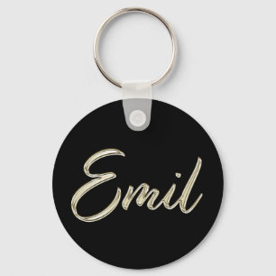Emil Name whitegold Button Schlüsselanhänger Key Ring